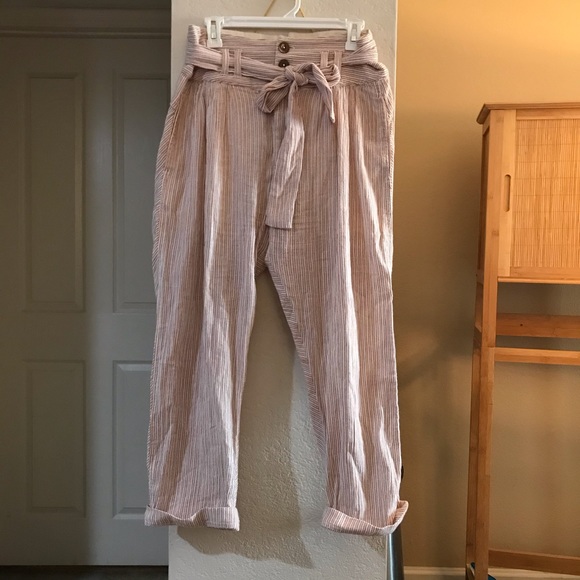NWOT Free People Striped Belted Pants - Picture 5 of 5